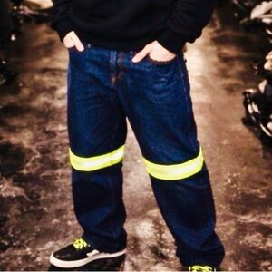 Big Chill Men's Slim Straight Jeans - Dark Blue with Reflective Accents